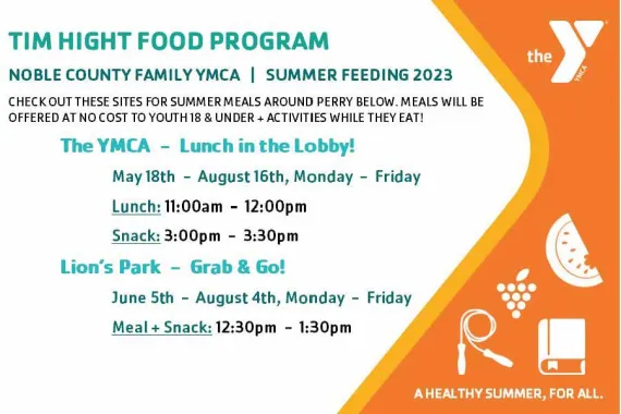 Lunch in the YMCA Lobby + Lion's Park Grab & Go Meals Schedule